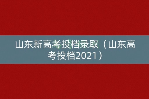 山东新高考投档录取（山东高考投档2021）