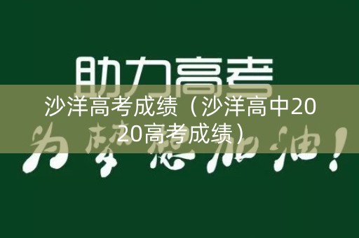 沙洋高考成绩（沙洋高中2020高考成绩）