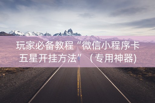 玩家必备教程“微信小程序卡五星开挂方法”（专用神器)