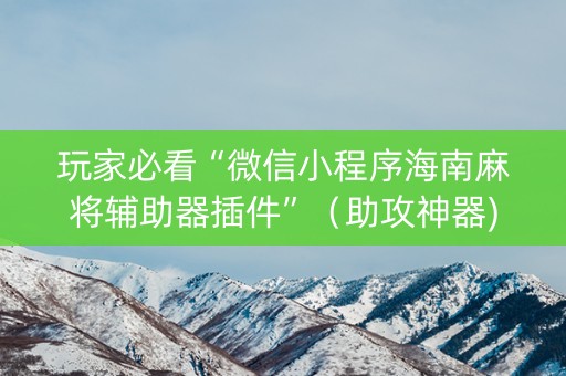 玩家必看“微信小程序海南麻将辅助器插件”（助攻神器)