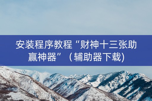 安装程序教程“财神十三张助赢神器”（辅助器下载)