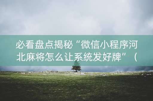 必看盘点揭秘“微信小程序河北麻将怎么让系统发好牌”（神器通用版)
