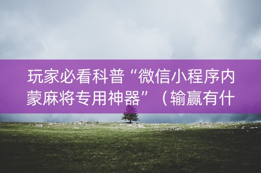 玩家必看科普“微信小程序内蒙麻将专用神器”（输赢有什么规律)