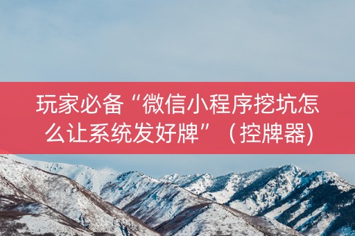 玩家必备“微信小程序挖坑怎么让系统发好牌”（控牌器)