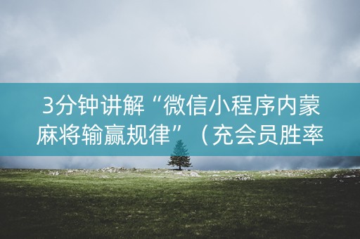 3分钟讲解“微信小程序内蒙麻将输赢规律”（充会员胜率高)