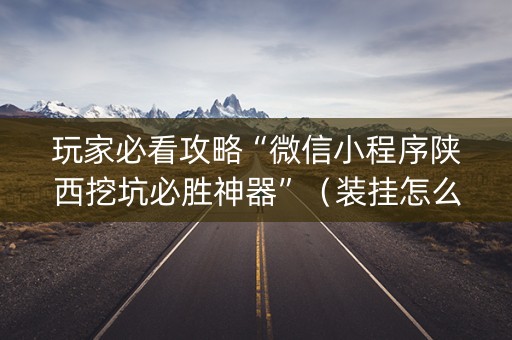 玩家必看攻略“微信小程序陕西挖坑必胜神器”（装挂怎么安装)
