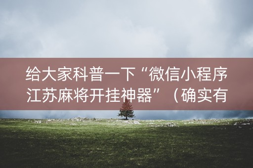 给大家科普一下“微信小程序江苏麻将开挂神器”（确实有插件吗)
