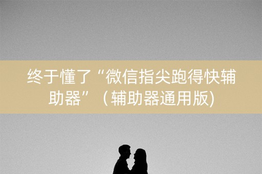 终于懂了“微信指尖跑得快辅助器”（辅助器通用版)