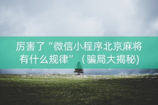 厉害了“微信小程序北京麻将有什么规律”（骗局大揭秘)