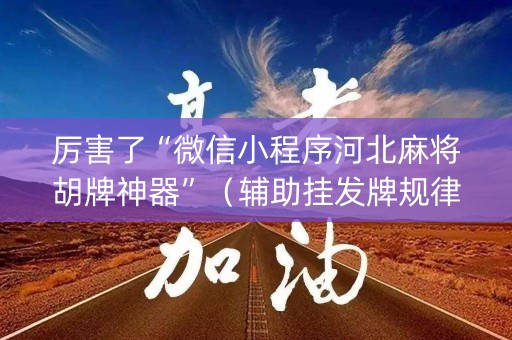 厉害了“微信小程序河北麻将胡牌神器”（辅助挂发牌规律)