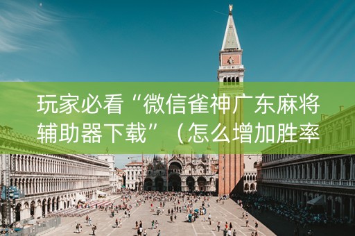 玩家必看“微信雀神广东麻将辅助器下载”（怎么增加胜率)