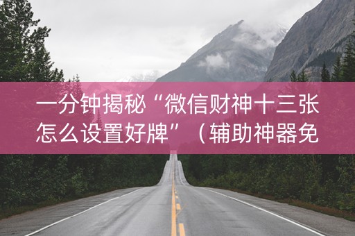 一分钟揭秘“微信财神十三张怎么设置好牌”（辅助神器免费)