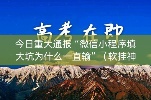 今日重大通报“微信小程序填大坑为什么一直输”（软挂神器)