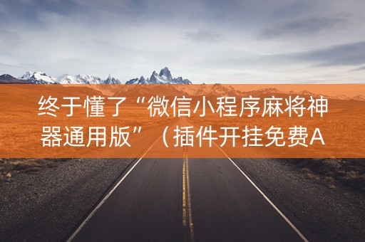 终于懂了“微信小程序麻将神器通用版”（插件开挂免费AI)