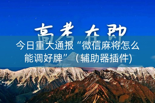 今日重大通报“微信麻将怎么能调好牌”（辅助器插件)