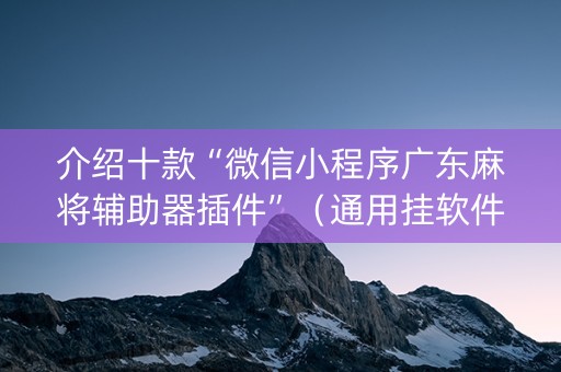 介绍十款“微信小程序广东麻将辅助器插件”（通用挂软件多少钱)