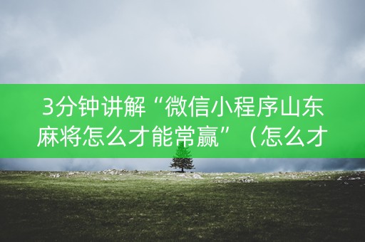 3分钟讲解“微信小程序山东麻将怎么才能常赢”（怎么才会赢)