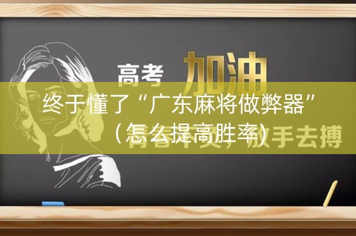 终于懂了“广东麻将做弊器”（怎么提高胜率)