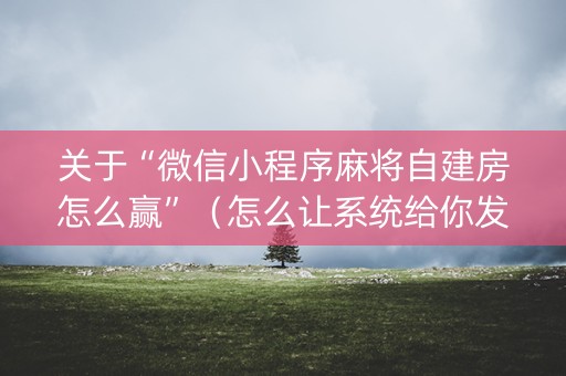 关于“微信小程序麻将自建房怎么赢”（怎么让系统给你发好牌)