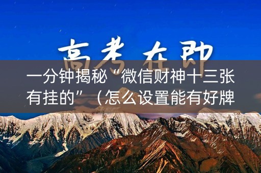 一分钟揭秘“微信财神十三张有挂的”（怎么设置能有好牌)