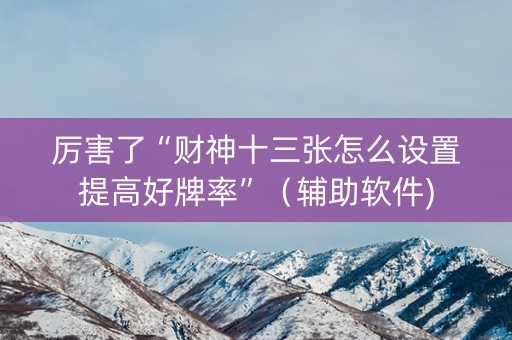 厉害了“财神十三张怎么设置提高好牌率”（辅助软件)