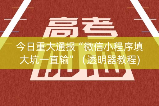 今日重大通报“微信小程序填大坑一直输”（透明器教程)