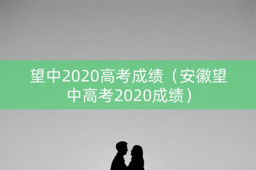 望中2020高考成绩（安徽望中高考2020成绩）