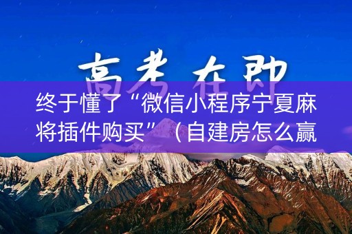 终于懂了“微信小程序宁夏麻将插件购买”（自建房怎么赢)