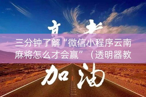 三分钟了解“微信小程序云南麻将怎么才会赢”（透明器教程)