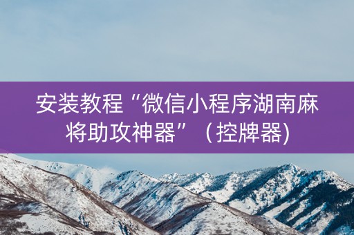 安装教程“微信小程序湖南麻将助攻神器”（控牌器)