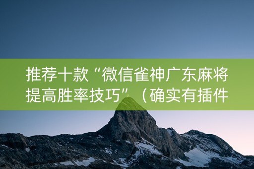 推荐十款“微信雀神广东麻将提高胜率技巧”（确实有插件吗)
