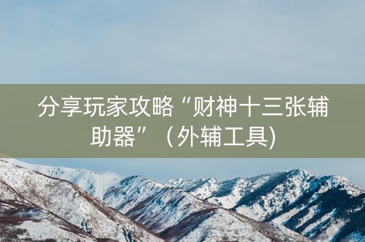 分享玩家攻略“财神十三张辅助器”（外辅工具)