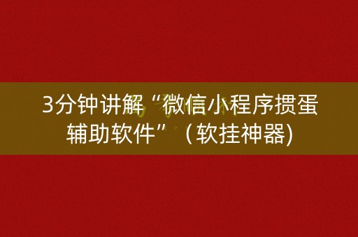 3分钟讲解“微信小程序掼蛋辅助软件”（软挂神器)