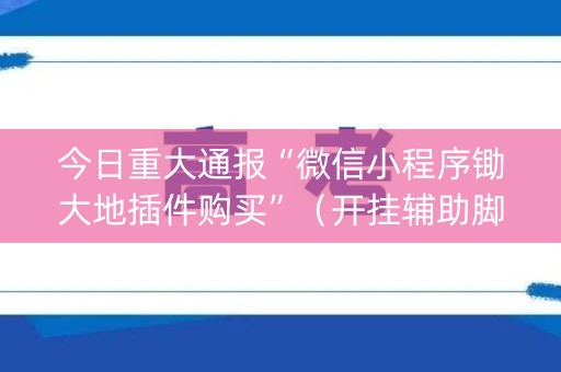 今日重大通报“微信小程序锄大地插件购买”（开挂辅助脚本)