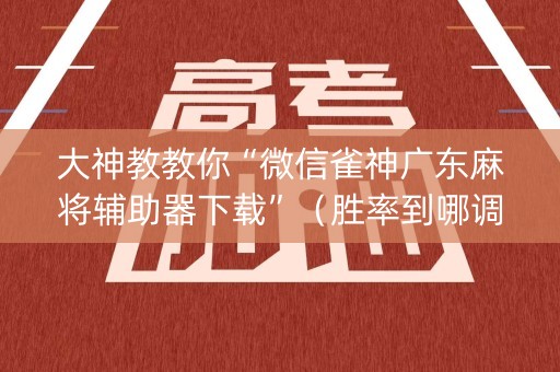 大神教教你“微信雀神广东麻将辅助器下载”（胜率到哪调)