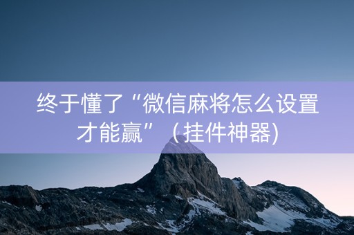 终于懂了“微信麻将怎么设置才能赢”（挂件神器)