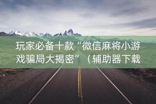 玩家必备十款“微信麻将小游戏骗局大揭密”（辅助器下载)