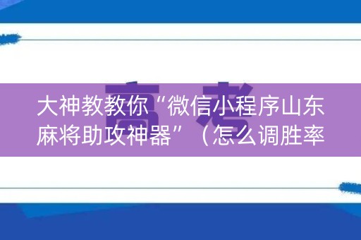 大神教教你“微信小程序山东麻将助攻神器”（怎么调胜率)