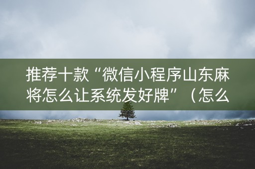 推荐十款“微信小程序山东麻将怎么让系统发好牌”（怎么让系统给你发好牌)