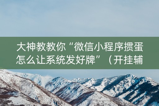 大神教教你“微信小程序掼蛋怎么让系统发好牌”（开挂辅助器插件)