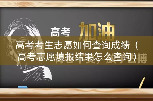 高考考生志愿如何查询成绩（高考志愿填报结果怎么查询）