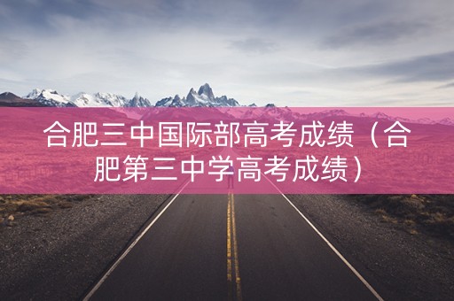 合肥三中国际部高考成绩（合肥第三中学高考成绩）