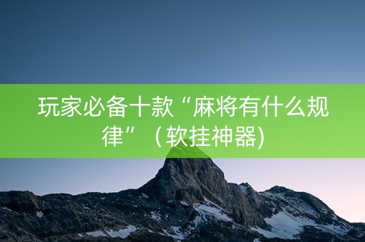 玩家必备十款“麻将有什么规律”（软挂神器)