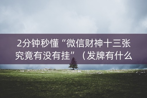 2分钟秒懂“微信财神十三张究竟有没有挂”（发牌有什么规律吗)
