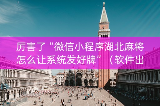 厉害了“微信小程序湖北麻将怎么让系统发好牌”（软件出售)