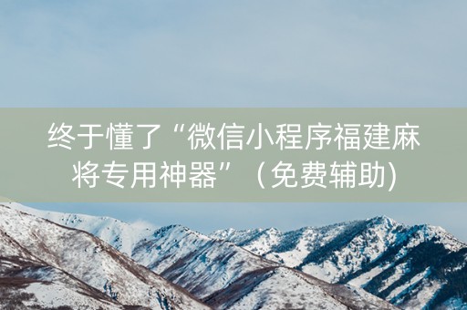 终于懂了“微信小程序福建麻将专用神器”（免费辅助)