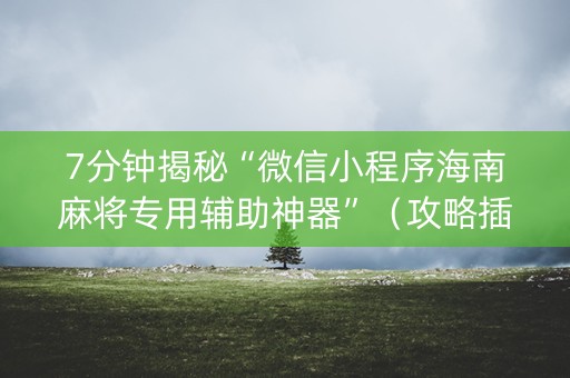 7分钟揭秘“微信小程序海南麻将专用辅助神器”（攻略插件)