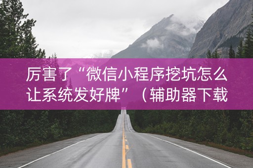 厉害了“微信小程序挖坑怎么让系统发好牌”（辅助器下载)