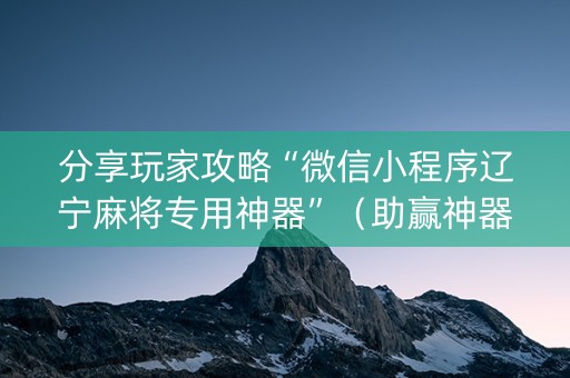 分享玩家攻略“微信小程序辽宁麻将专用神器”（助赢神器)