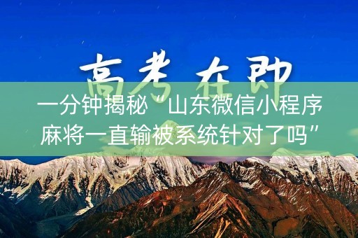 一分钟揭秘“山东微信小程序麻将一直输被系统针对了吗”（辅牌器插件购买)